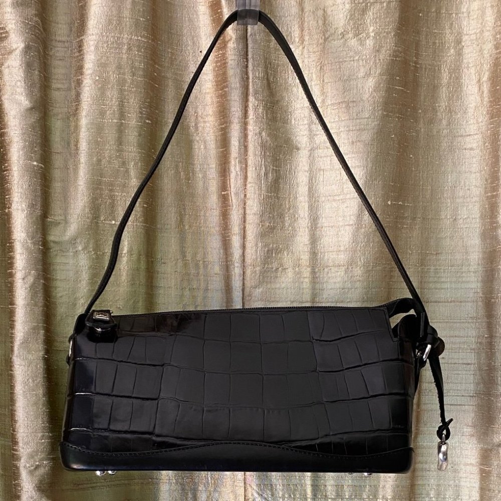 Brighton Black Croc Leather Handbag